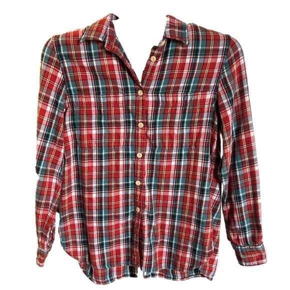 Denim & Supply Ralph Lauren Women's Red and Blue Plaid Flannel, Small - Picture 1 of 4